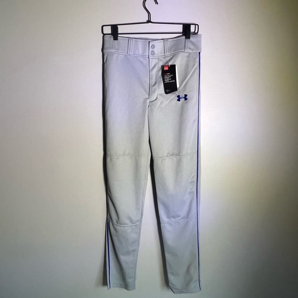 Under Armour Relaxed Fit Youth Gray and Blue Baseball Pants- Size Youth L - NWT